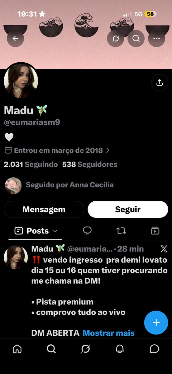 Kcceattentionfa's tweet photo. 🚨PESSOA PASSANDO GOLPE 🚨

‼️ vendo ingresso  pra demi lovato dia 15 ou 16 quem tiver procurando me chama na DM!

• Pista premium 
• comprovo tudo ao vivo

DM ABERTA 📨

Tegs: compro, vendo, ingresso, ingressos, alguém vendendo, show SP, Brasil 🇧🇷 https://t.co/EVpNEKgZTO