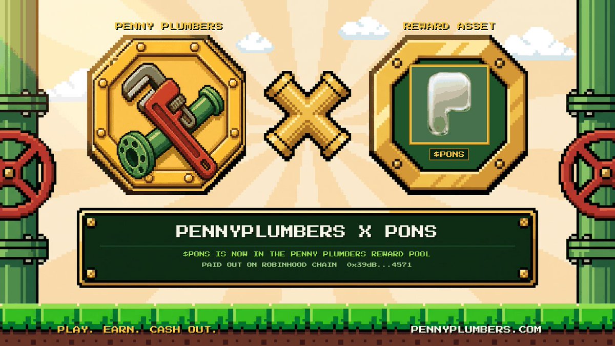 PennyPlumbers's tweet photo. $PONS is now a Penny Plumbers reward asset.
Play the pipes, top the board, settle in $PONS every 24 hours.
https://t.co/rwwN7KMyDj https://t.co/SYFmHCwHbe