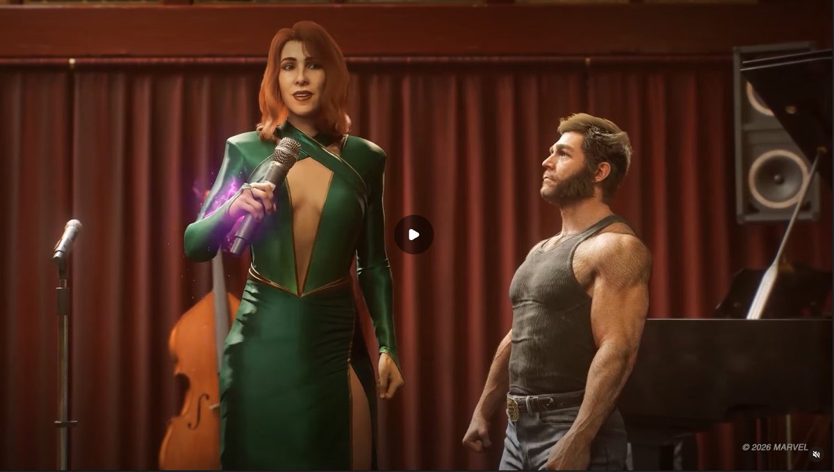 Riotswimbananas's tweet photo. Look- I made it into a Video Game 

@insomniacgames She is wearing the wrong color dress though... https://t.co/tVDrJZ6oD8