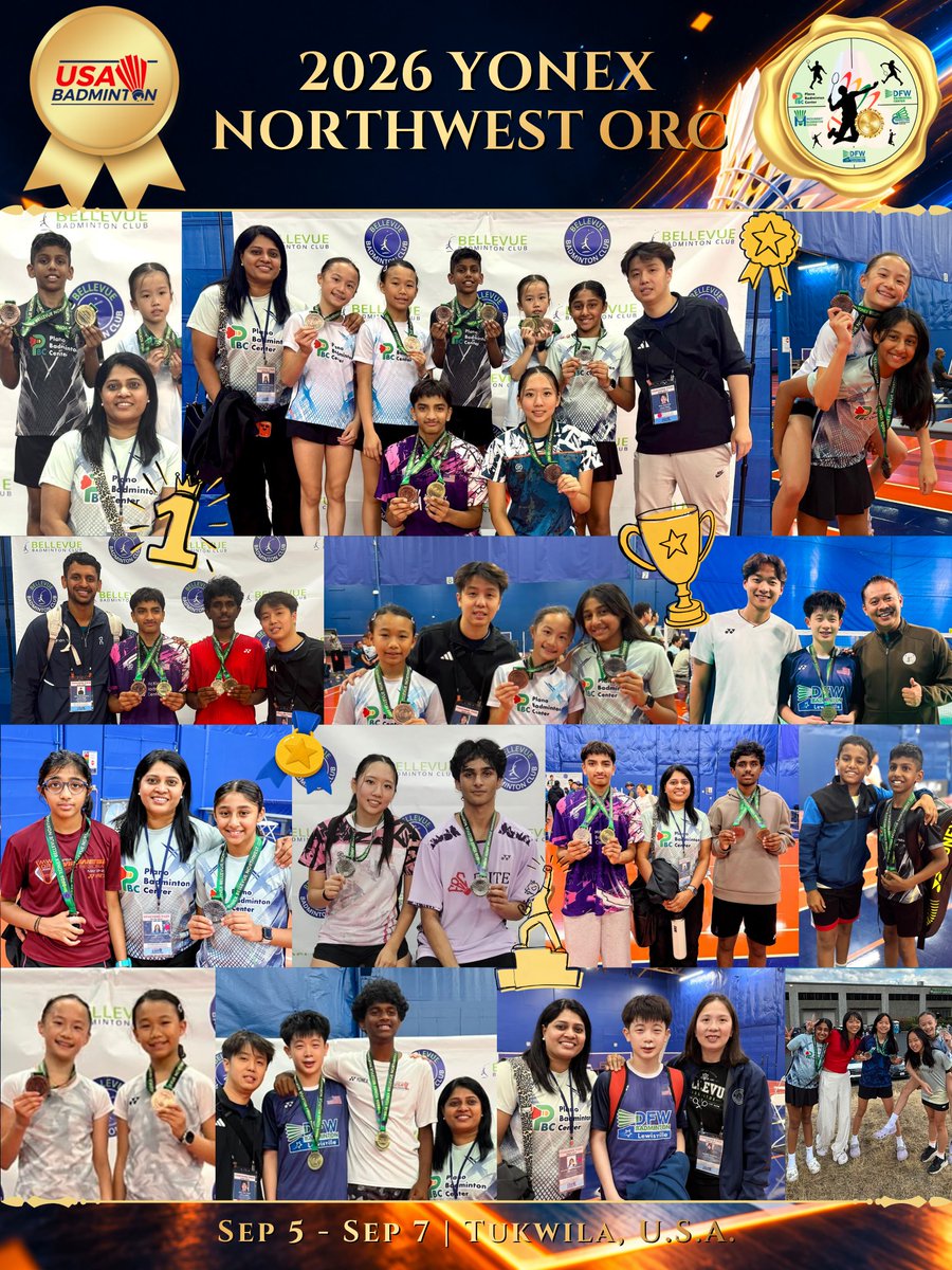 trainingatcbc's tweet photo. Smash, drop, and conquer! 🏸🔥 We are so proud of our incredible students who competed at the 2026 Yonex Northwest Open Regional Championships in Tukwila from September 5–7!

#YonexNorthwestOpen #USABadminton #BadmintonTournament #TeamWork #Champs https://t.co/fV1tQp9uRa