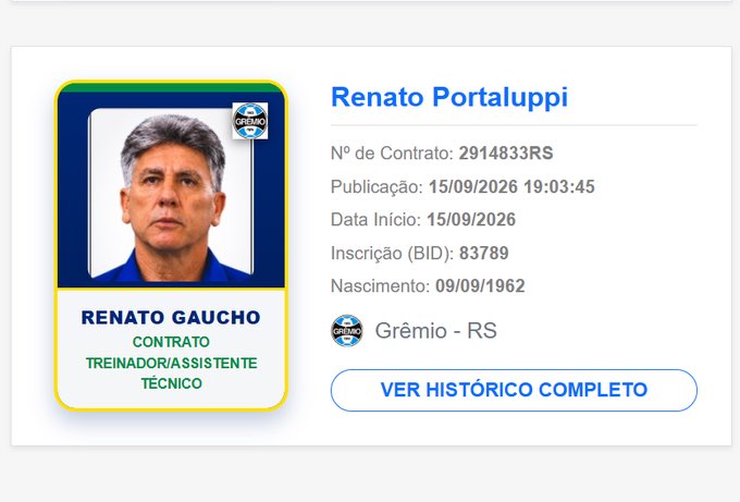 victorpadilhas's tweet photo. O cara entrar no BID às 19:03 e no dia do aniversário do clube é muito Renato Portaluppi. Que loucura.

Grêmio FBPA. Nunca mais critico (espero). Que seja um ótimo sinal. https://t.co/VECYdKx1uo