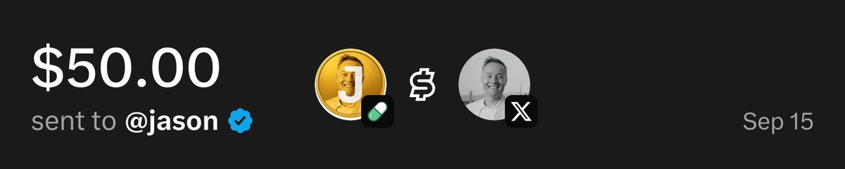 UsePaid's tweet photo. @jason $50.00 payment has been sent through X Money from $JASON COIN trading fees

Token: https://t.co/4pDTwUNvJe

Receipt: https://t.co/RSnhTQ2cN1 https://t.co/AVGnFHiet4