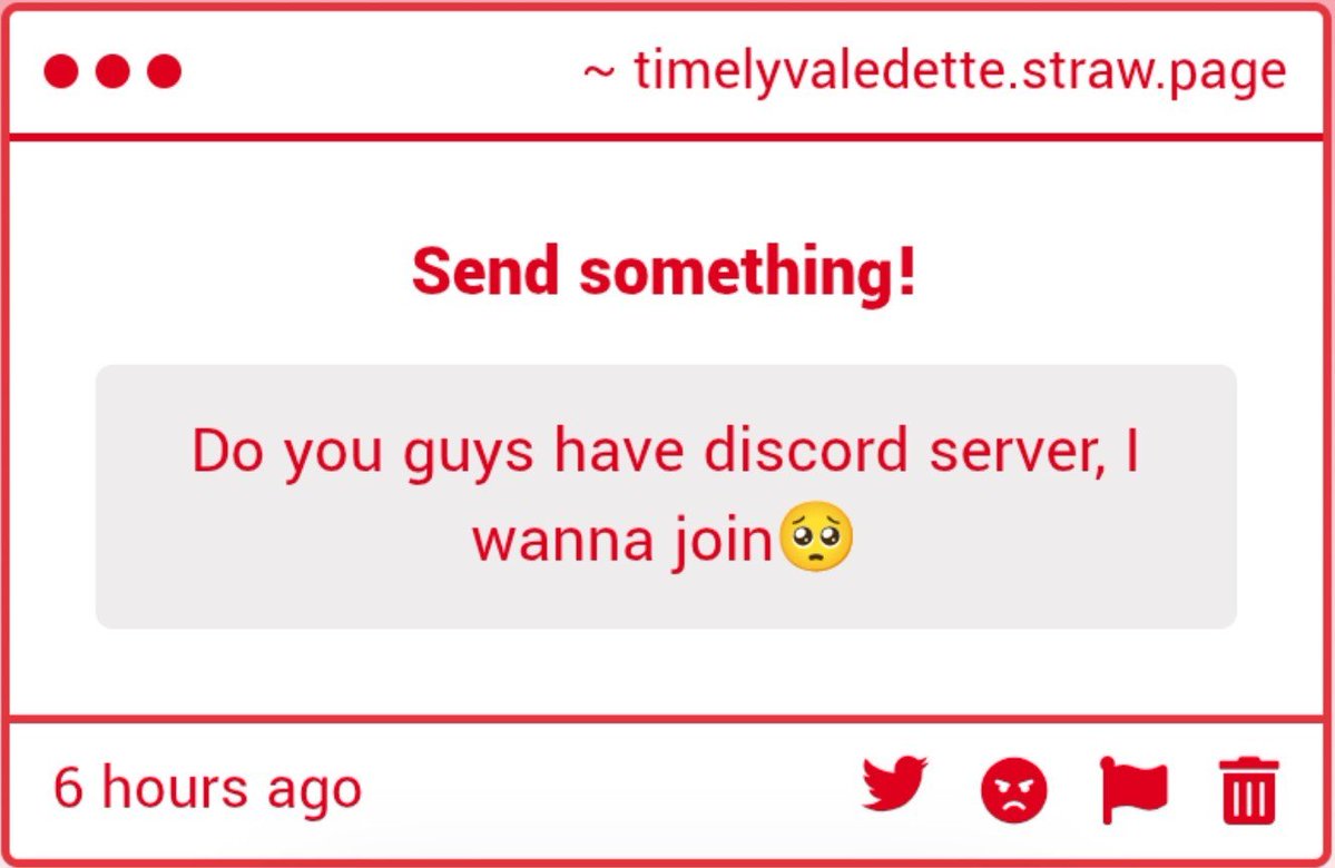timelyValedette's tweet photo. Hi Anon! We don't have a Discord server available at the moment—maybe in the future https://t.co/LoEUDG2jCm