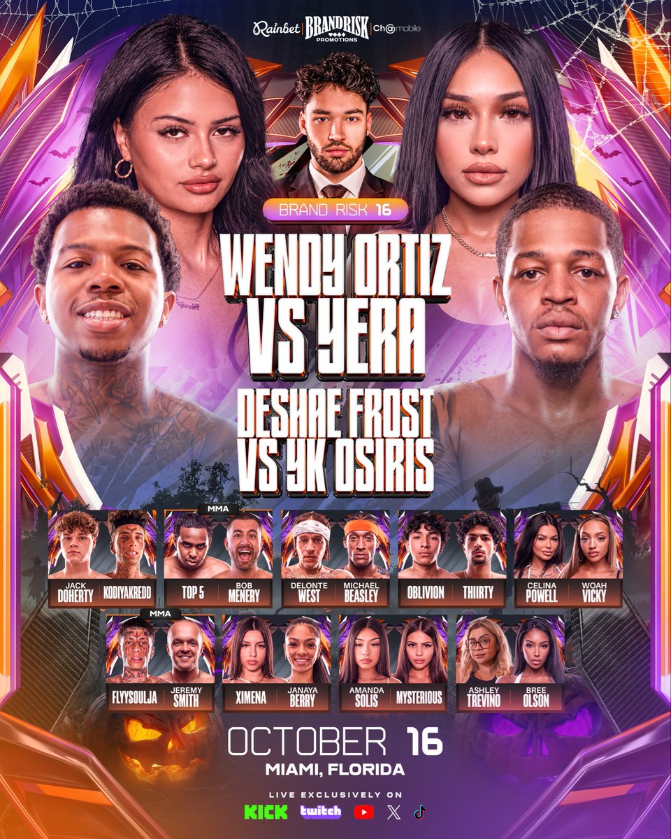 kingclipsz's tweet photo. Wendy Ortiz VS YERA  Amanda vs mysterious this card actually has real beef October 16 It’s going down https://t.co/vvx0LouIlB
