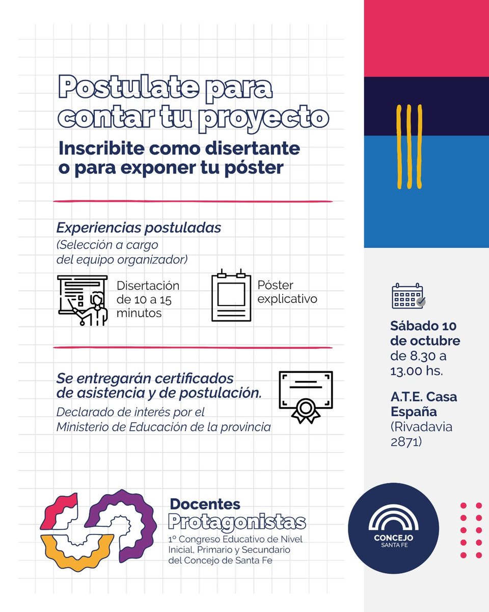CrippaPablo's tweet photo. ¿Querés exponer en un Congreso de Educación?
El @ConcejoSantaFe te da la oportunidad.
POSTULATE 
Mas info en: https://t.co/1AFGGnqdfl https://t.co/JO9wDIupW0