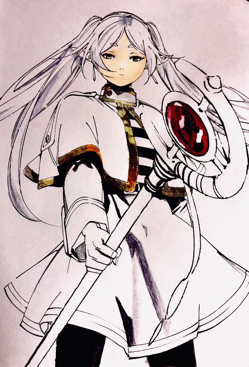 soutomeyanagi's tweet photo. るのさんが見たいって言ってたフリーレンの過去絵だよ〜
他の絵描き様の模写だから若干質感が違う感じかな... https://t.co/NeDIgyKu5R