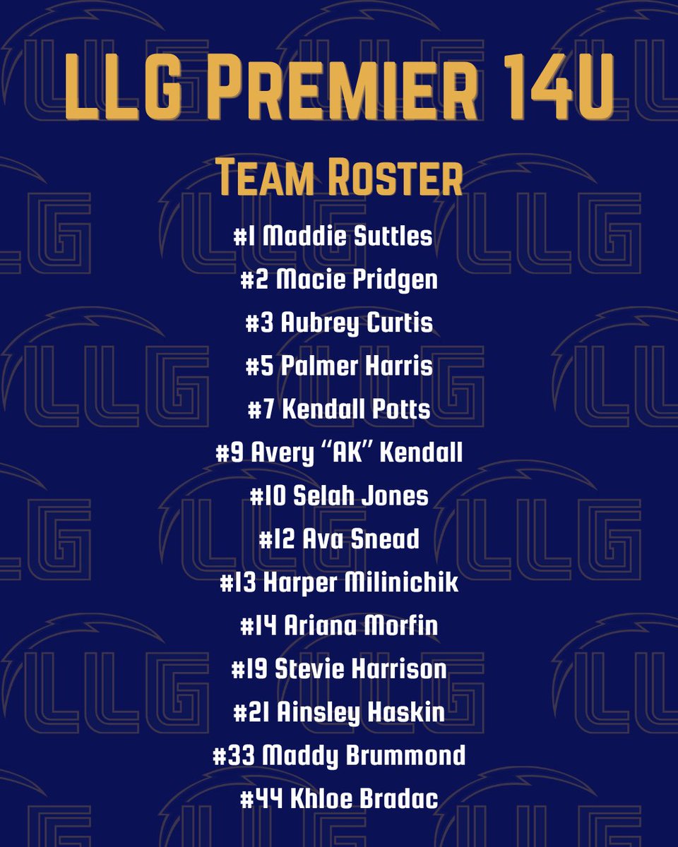 LLGPremier14U's tweet photo. 📢 Announcing LLG Premier 14U’s team roster! 📢

We’re so excited for this talent group of young ladies and ready to watch them compete against some top level talent throughout the season. Our first stop will be in Myrtle Beach this weekend at the LLG Summit! 

@Org_LLG https://t.co/sdYS3BiRJM