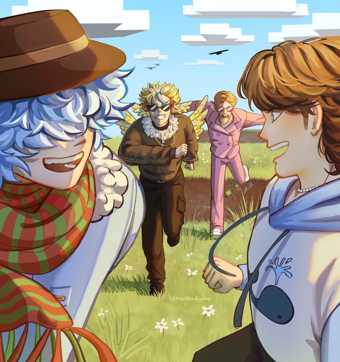 mellowlyvee's tweet photo. TEAM HAX REUNION!!! 🩵

#teamhax #hackingnoisesfanart #maxggsfanart #theobaldthebirdfanart #katiebfanart https://t.co/3NS352gzO8