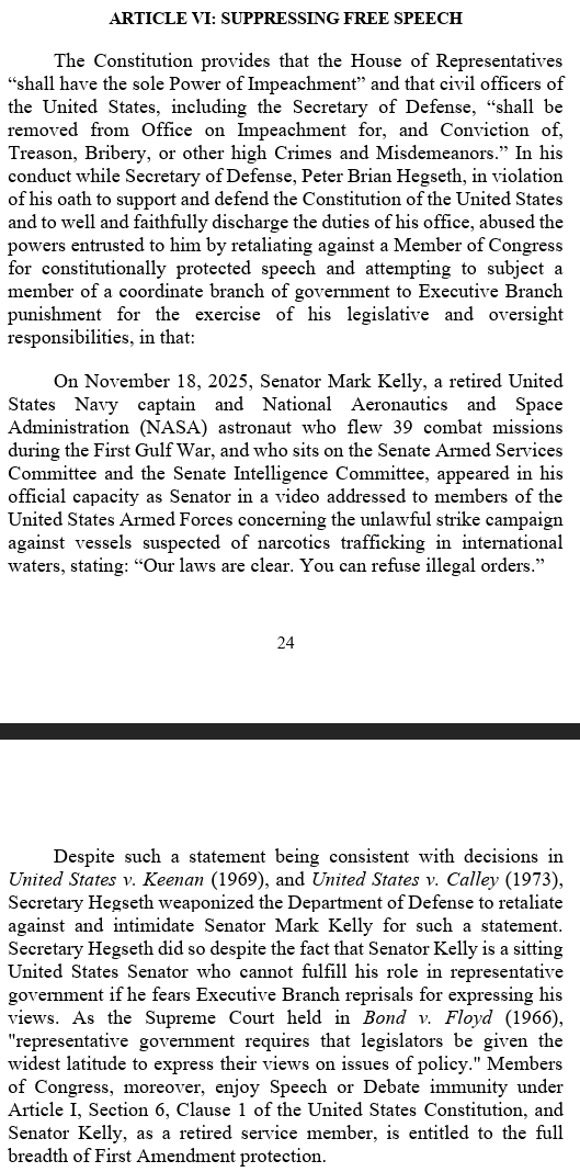 mattforney's tweet photo. I just read Massie's articles of impeachment against Hegseth and they're actually WORSE than what is being reported:

- Massie is accusing Hegseth of deliberately killing civilians based on the debunked lie that the Air Force bombed an Iranian school. 
- He's accusing Hegseth of "extrajudicial killings" for blowing up Venezuelan narco boats in the Caribbean. Rand Paul was similarly going to bat for cartel members months ago. What is it with lolberts and defending violent criminal syndicates?
- He's accusing Hegseth of "suppressing free speech" by investigating Democrats like Mark Kelly who are trying to foment insurrection in the armed forces.
- And finally, the most hilarious of all, Massie accuses Hegseth of "kidnapping" Nicolas Maduro and bringing him to the U.S. to stand trial. Even libertarians I know who turned on Trump over the Iran war said the Venezuela op was a well-executed and morally defensible operation. Why do lolberts love foreign communists so much?

In any other era, a congressman like Thomas Massie would be expelled from office and thrown in prison for sedition. What a grandstanding little weasel. I remain unconvinced that libertarians aren't a fifth column within the Republican Party.

Thank GOD the voters showed Massie the door.