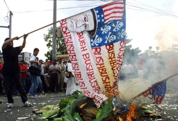 25YearsAgoLive's tweet photo. All day in San Salvador, El Salvador, citizens have been protesting against the United States and Israel.

Organizers contend that U.S. foreign policy resulted in Tuesday’s attacks. https://t.co/9y8ZxrYYA0
