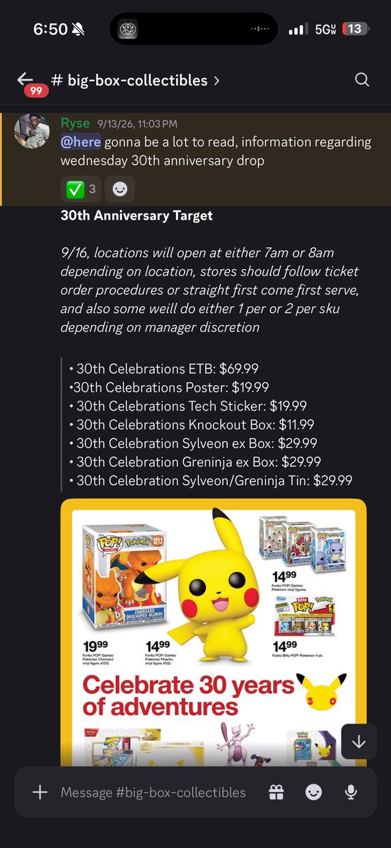 GenesisAIOGroup's tweet photo. 🚨 POKÉMON 30TH CELEBRATION RELEASES TOMORROW! 🚨

The wait is almost over. 🔥 Pokémon’s 30th Celebration lineup officially begins releasing tomorrow, September 16! 🎉⚡

Expect products to release at retailers including Target, Best Buy, Barnes & Noble, and more!

📅 Release: September 16
🏪 Multiple retailers
📦 ETBs, collections, tins & more
👀 Online + in-store opportunities

GenesisAIO members — we have a full retailer list available inside the Discord, along with release information and updates to help you know where to look.

30 years of Pokémon. Let the hunt begin.

#GenesisAIO #Pokemon30th #PokemonTCG #PokemonCards #Pokemon30thCelebration #TCG #PokemonRelease