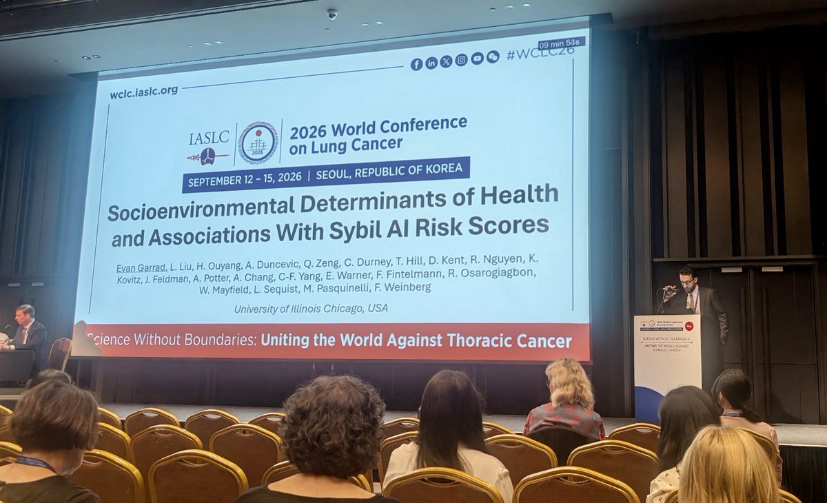 GarradEvan's tweet photo. Incredible time at my first #WCLC26, made even more special having my wife there as a patient advocate 😊

Grateful to be part of an amazing team at @UICancerCenter, to present our work on Sybil, and learn about exciting science to bring back to our patients🫁 Thank you Seoul! 🇰🇷 https://t.co/nA2yPrMfvt