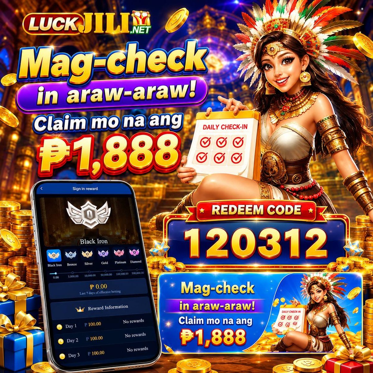 LuckJili_'s tweet photo. ✨Bonus Redeem Code Ngayon: 1️⃣2️⃣0️⃣3️⃣1️⃣2️⃣✨
💯 Sumali sa Daily Sign-in at manalo ng reward hanggang ₱1,888! May 6 na reward levels na naghihintay sa’yo! 💰 https://t.co/9Ugya6eapT