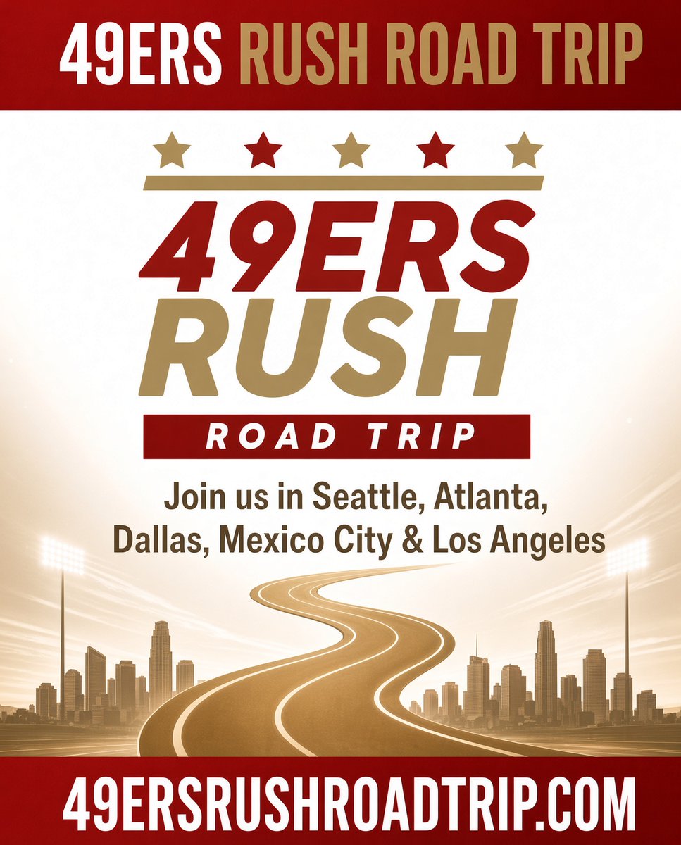 JL_Chapman's tweet photo. 🚨49ers Faithful🚨
Join us throughout the season on the road for the best fan events including day before meetups and all-inclusive premium tailgates!
Tickets are up right now and are as cheap as they will be all season!
#49ers https://t.co/9noqD2sccS