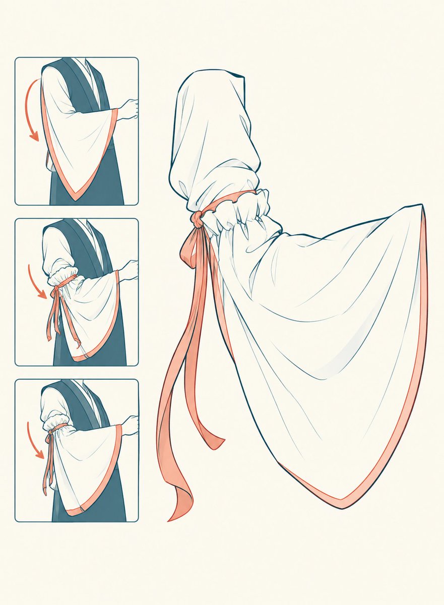 musycmotyon's tweet photo. How to shape wide sleeves with gathering and ties ✨ https://t.co/i4Irj95NWG