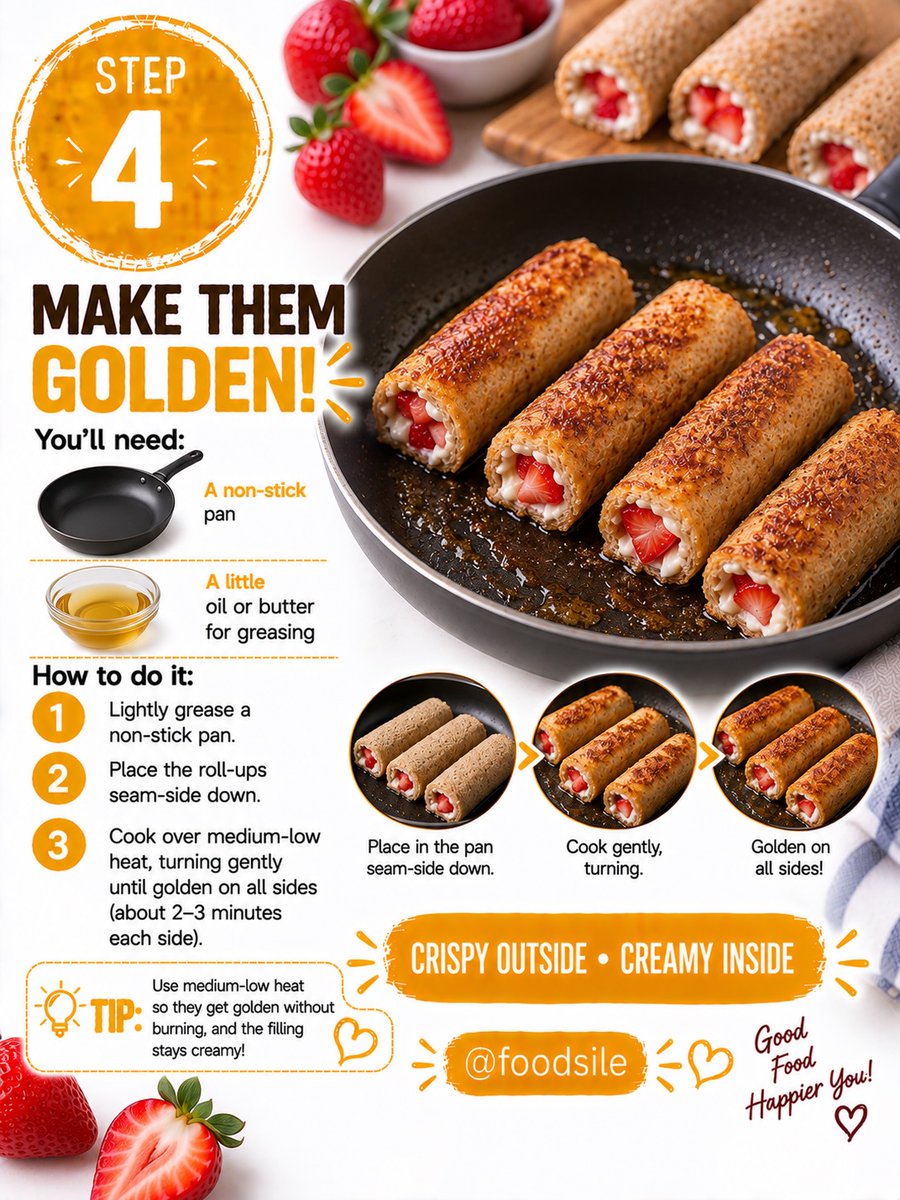 benjaminwhitemh's tweet photo. Crispy Strawberry French Toast Roll-Ups: golden and crisp outside, creamy inside, packed with juicy strawberries. Made with whole-grain bread, Greek yogurt, honey, and cinnamon—perfect for breakfast or dessert. https://t.co/WDKbJ5nKnU