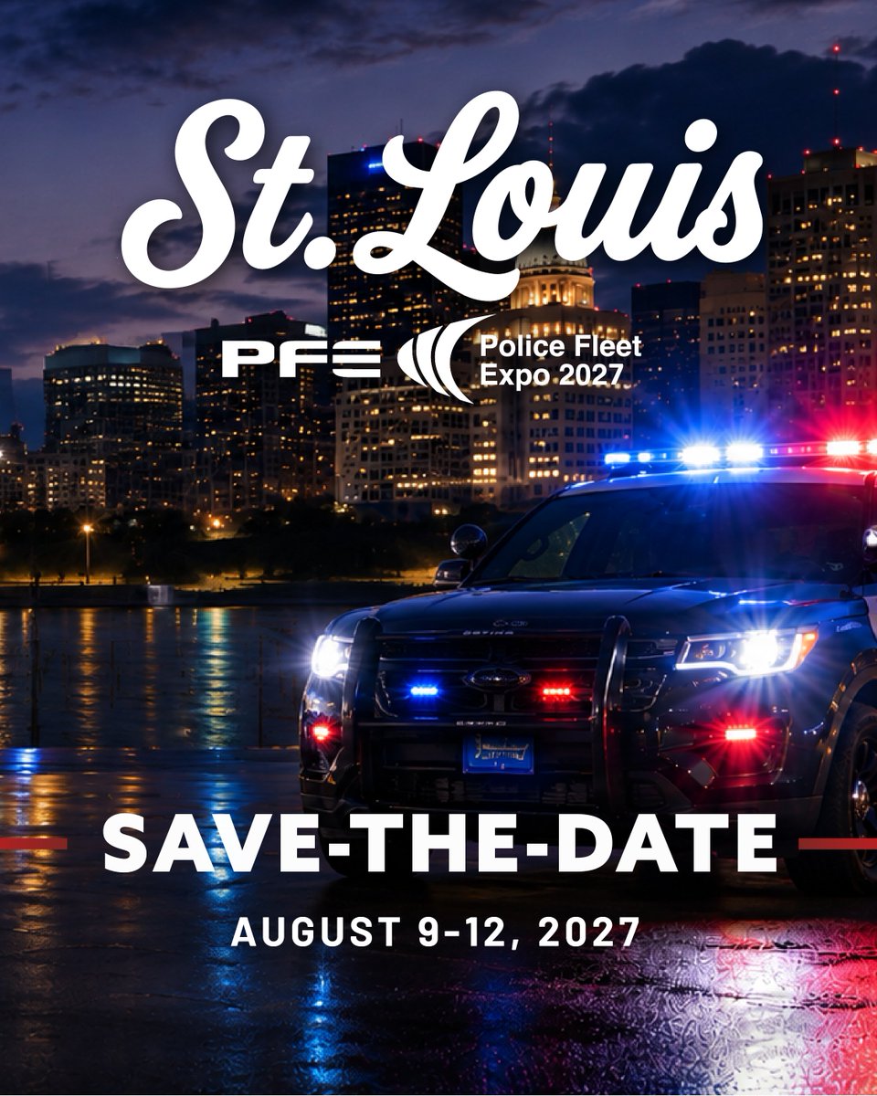PoliceFleetMgr's tweet photo. St. Louis, here we come!

📅 August 9–12, 2027
📍 St. Louis, Missouri

Save the date for PFE 2027 — more details coming soon!

#PFE2027 https://t.co/P0TsVewpbx