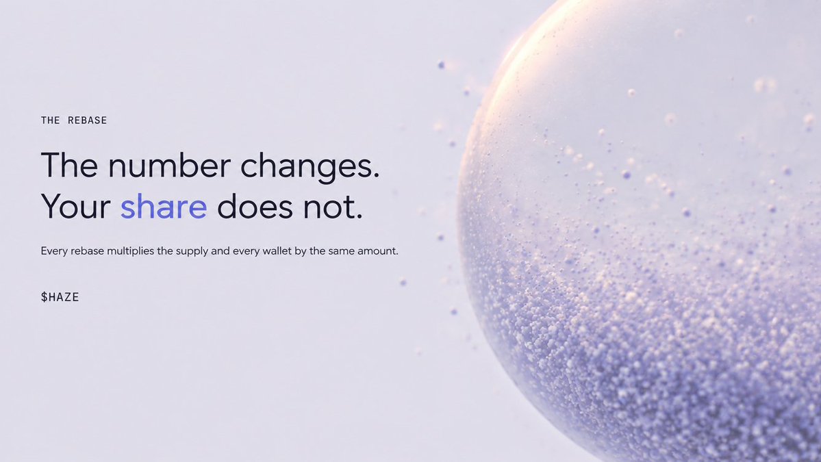 HazeRebase's tweet photo. How many tokens you have is one thing. How much of the supply you own is another.

A rebase changes the first and leaves the second alone.

@hazerebase on @ponsdotfamily
$HAZE https://t.co/trkiYy2QCx