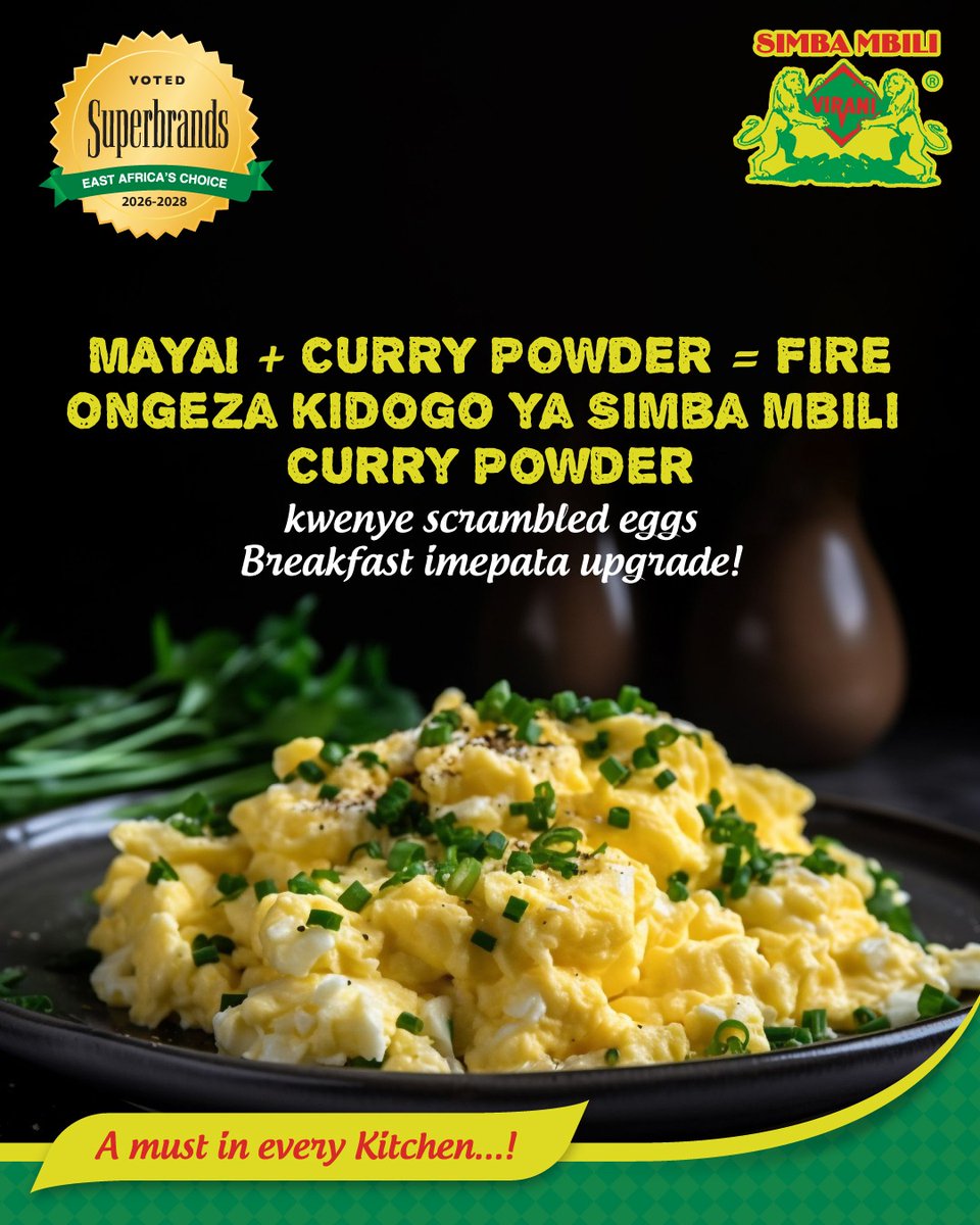 simbambilispice's tweet photo. Jikoni ni sehemu ya ubunifu—na Simba Mbili Curry Powder iko tayari kuingia kwenye mapishi yako kwa njia ambazo hukutarajia.
Swipe kupitia carousel uone jinsi spice moja inaweza kuleta possibilities nyingi za ladha. 
#SimbaMbili #CurryPowder #OngezaLadha #SpiceTalk #GoodFoodKE https://t.co/cKCeQtF2nV