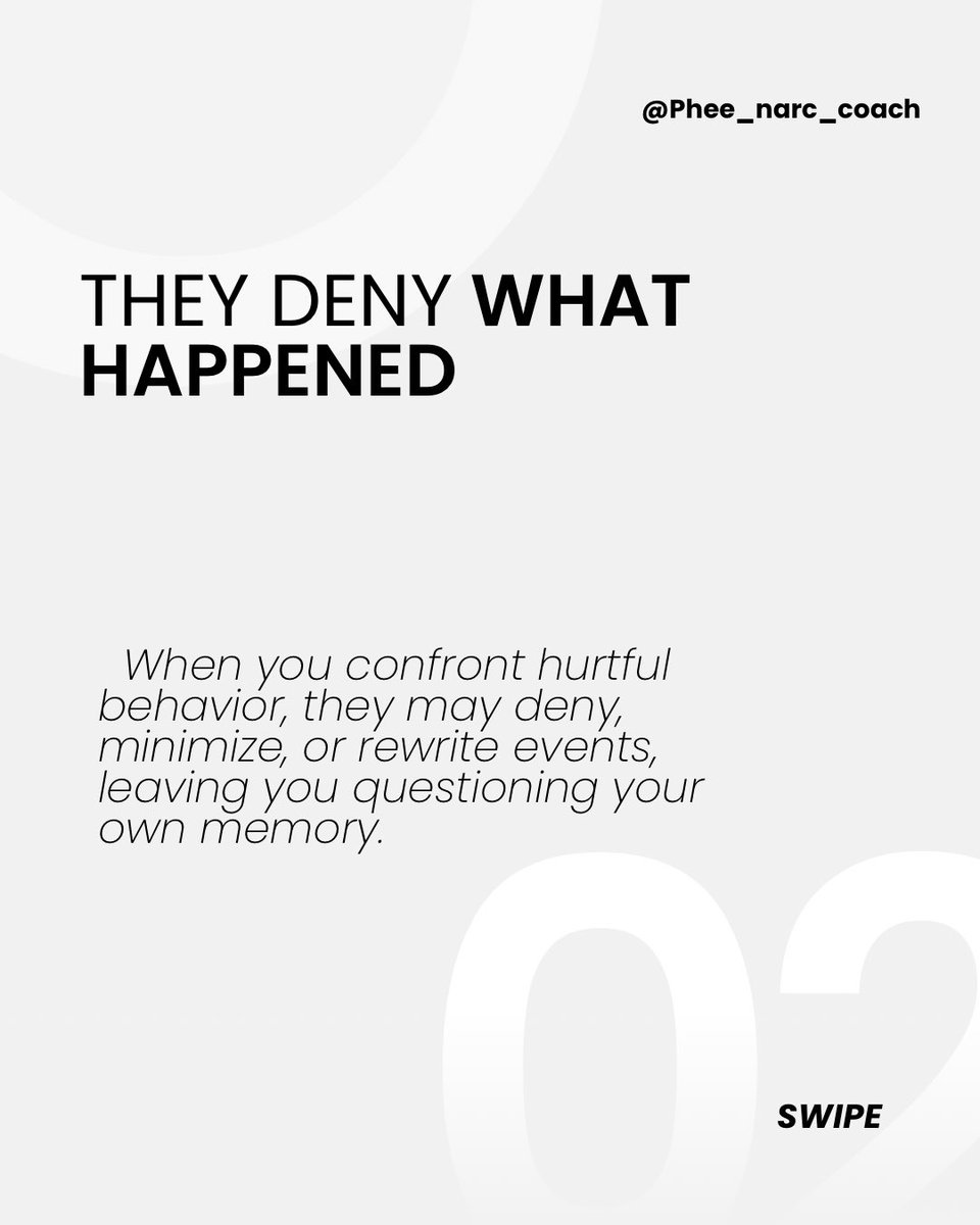 DerickJay0's tweet photo. Manipulative behavior can provoke you, deny what happened, shift blame, and turn your boundaries into evidence against you. Over time, constantly defending yourself can make you question your own behavior and wonder if you’re actually the problem.

#narcissist, #narcissism https://t.co/BMULUgUcOP