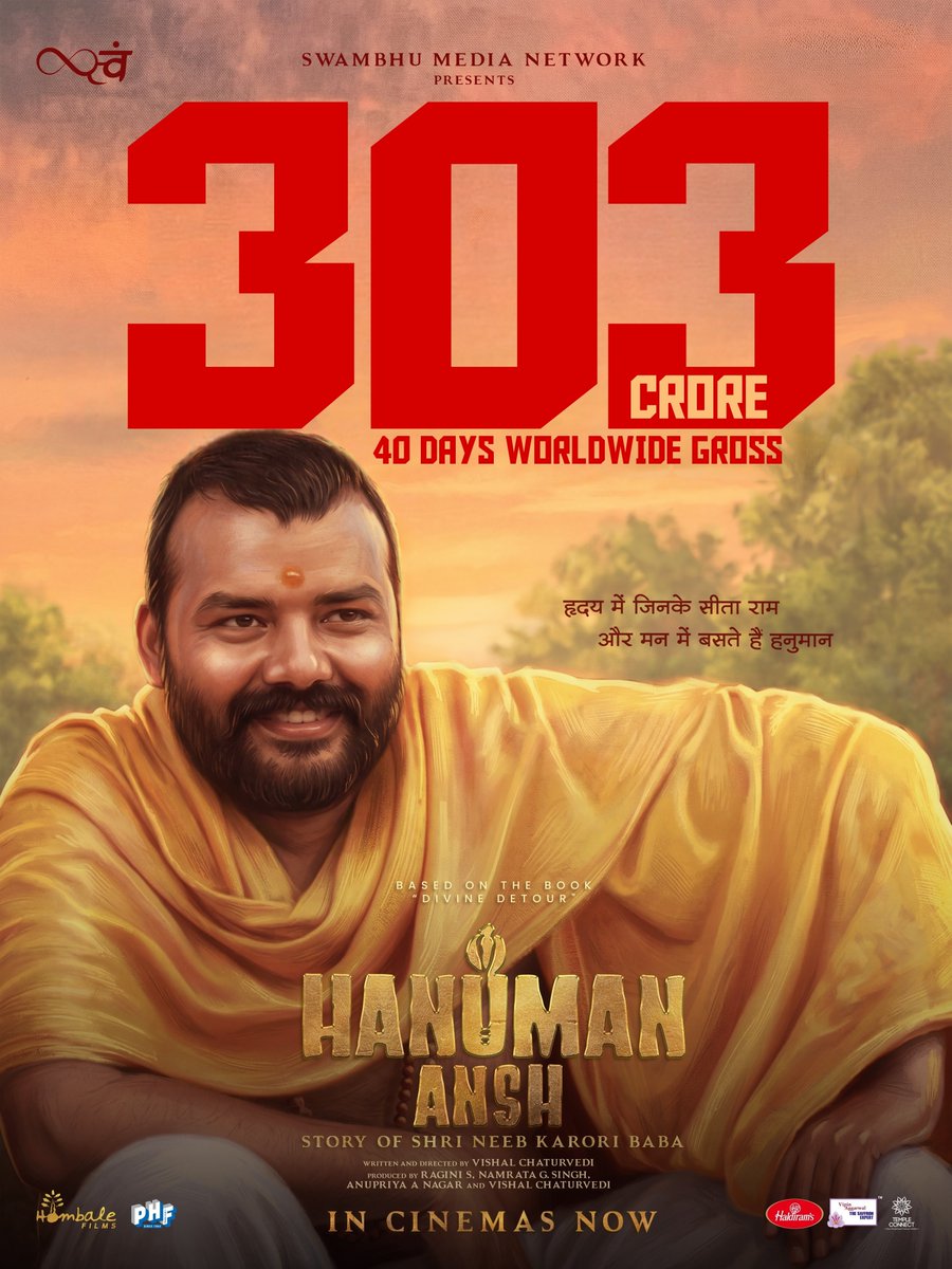 AsianBoxOffice's tweet photo. #HanumanAnsh 40 Days Worldwide Collection ₹303CR 🔥🔥🔥🔥🔥🔥🔥

Total Profit - ₹300CR
All Time Biggest Blockbuster in Bollywood https://t.co/bZPAP3mZ9l