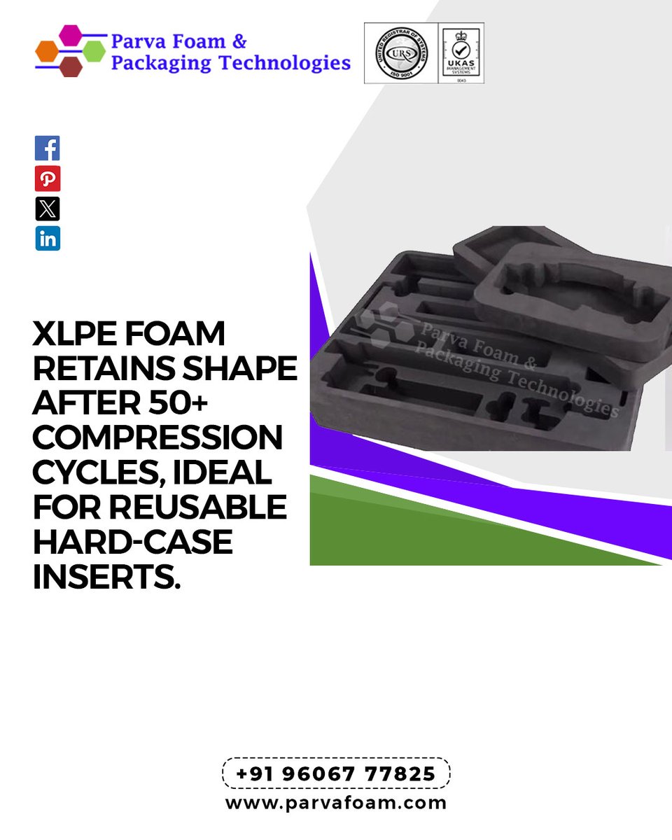 ParvaFoam38534's tweet photo. XLPE foam retains shape after 50+ compression cycles, ideal for reusable hard-case inserts.
#XLPEFoam #XLPE #FoamSolutions #HardCaseInserts #ProtectivePackaging #ReusablePackaging #packagingsolutions
๐ Contact us :+91 96067 77825
๐ Website: https://t.co/f90OEdChpI https://t.co/frg3vl1Eqo