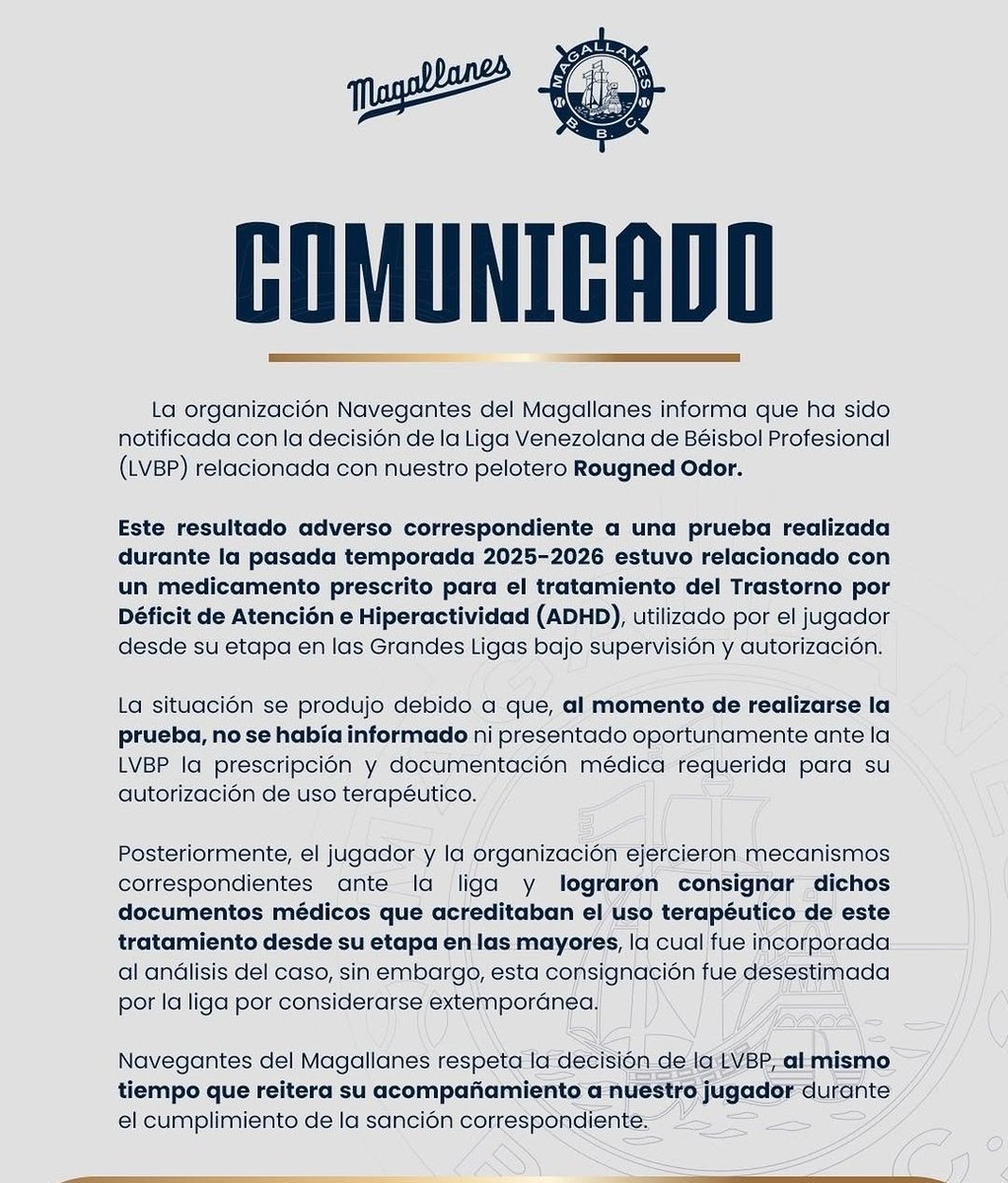 AlSonDeLaLVBP's tweet photo. Comunicado de @Magallanes_bbc sobre el caso de Odor!!!

#alsondelalvbp https://t.co/JKS3R9XDYI