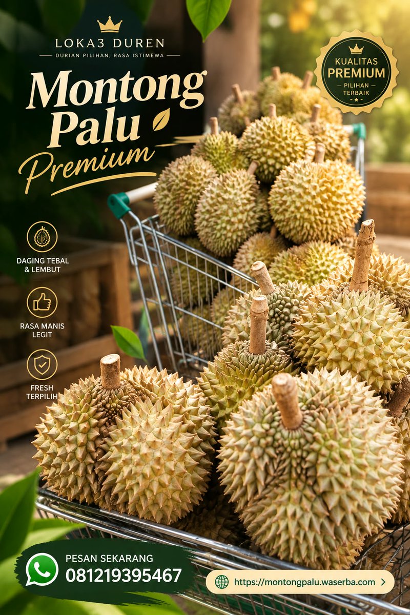 partnercobisnis's tweet photo. Durian Montong Palu Premium adalah salah satu varian durian unggulan asal Parigi, Sulawesi Tengah, yang terkenal dengan daging buahnya yang sangat tebal, berwarna kuning pekat, biji yang kecil, serta tekstur yang creamy dan rasa manis legit. 

https://t.co/uoyMYtSx3w https://t.co/6nHtAuusDu