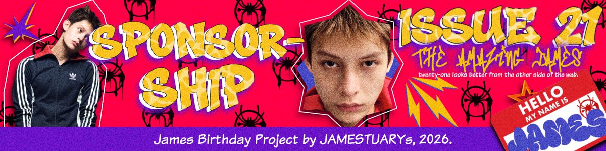 JAMESTUARYs's tweet photo. 🕷️ Calling all friendly neighborhood sponsors! Our web is ready to swing into action for James’ birthday project. Interested in joining this special celebration? Fill out the form below and become part of our mission! 🕸️

<https://t.co/WPZ3ipr5ih> https://t.co/tuFLukkgfy