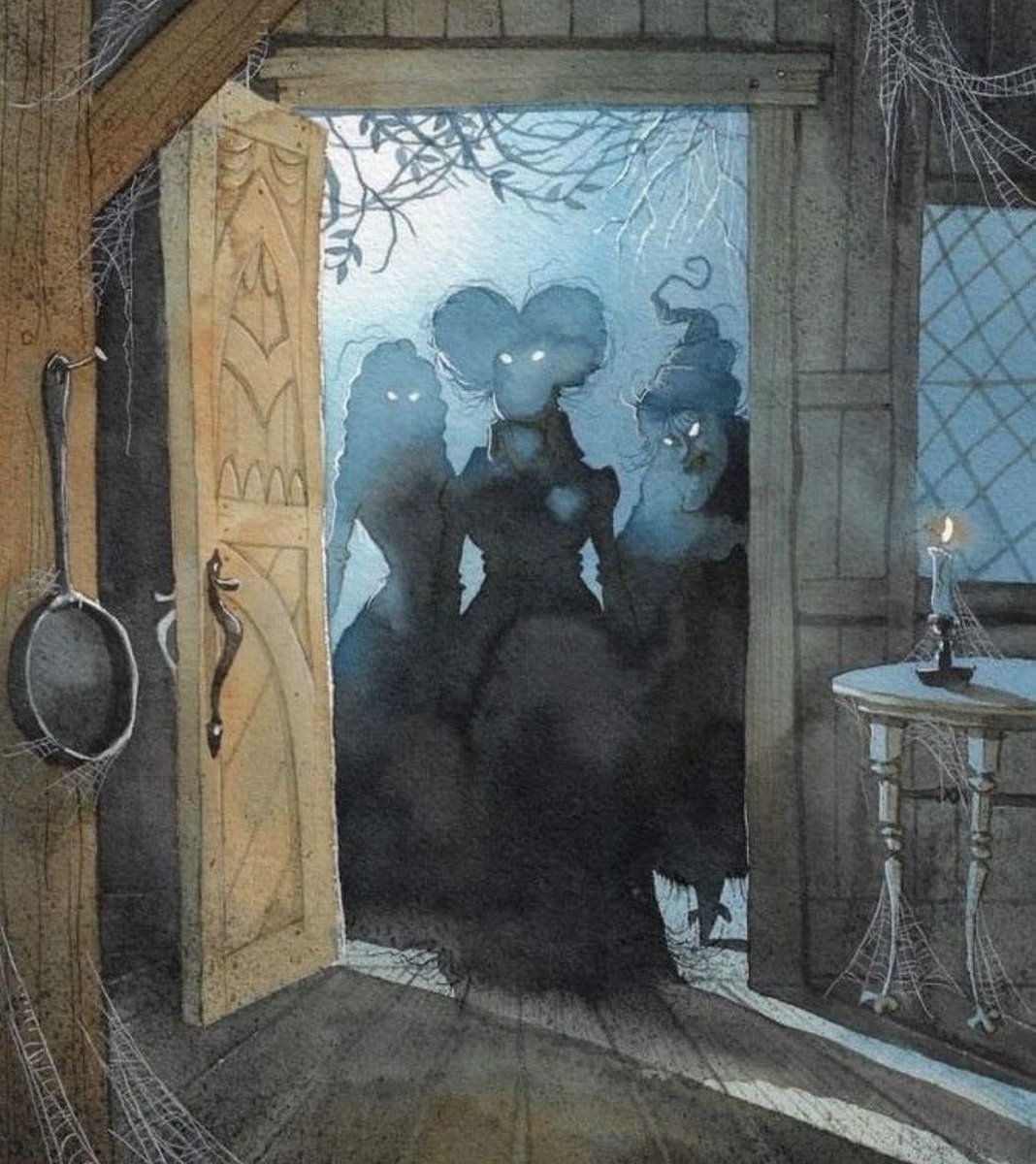 pmamtraveller's tweet photo. illustration of the Sanderson sisters from Hocus Pocus: The Illustrated Classic illustrated by Gris Grimly https://t.co/8mayuSeyot