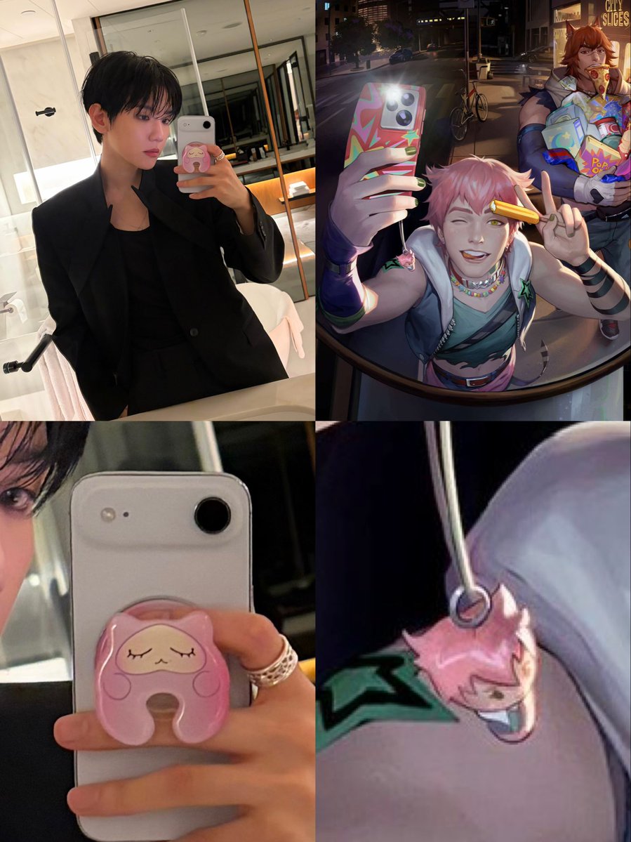 karie_202's tweet photo. Both Baekhyun and Ezreal using their own merch as phone accessories 🤭😍

The similarities between these two are undeniable 😎 https://t.co/4pwgoFzEhK