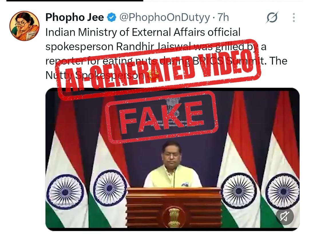MEAFactCheck's tweet photo. Deepfake Video Alert!

This is an AI-generated video intended to spread disinformation! 

Please stay alert against such fake videos and content on social media. https://t.co/Ihz60LMQbO