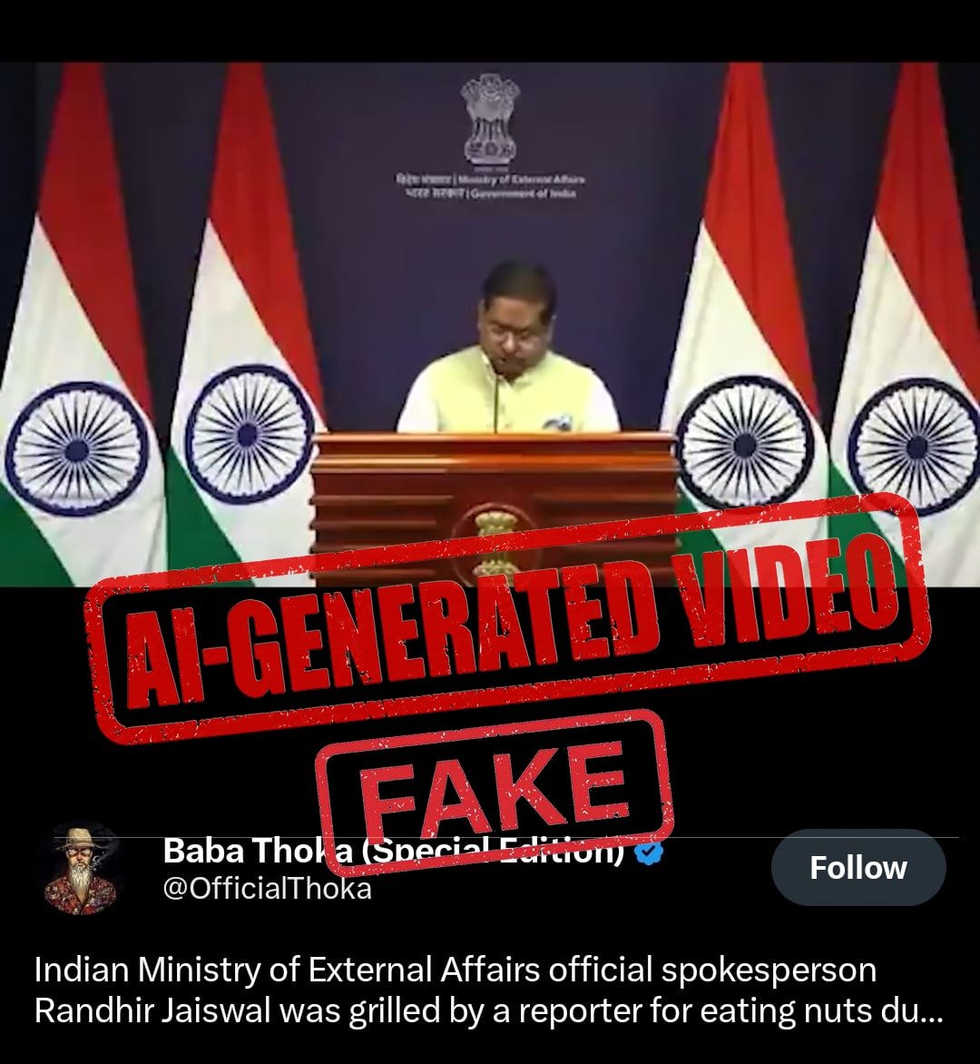 MEAFactCheck's tweet photo. Deepfake Video Alert!

This is an AI-generated video intended to spread disinformation! 

Please stay alert against such fake videos and content on social media. https://t.co/Ihz60LMQbO