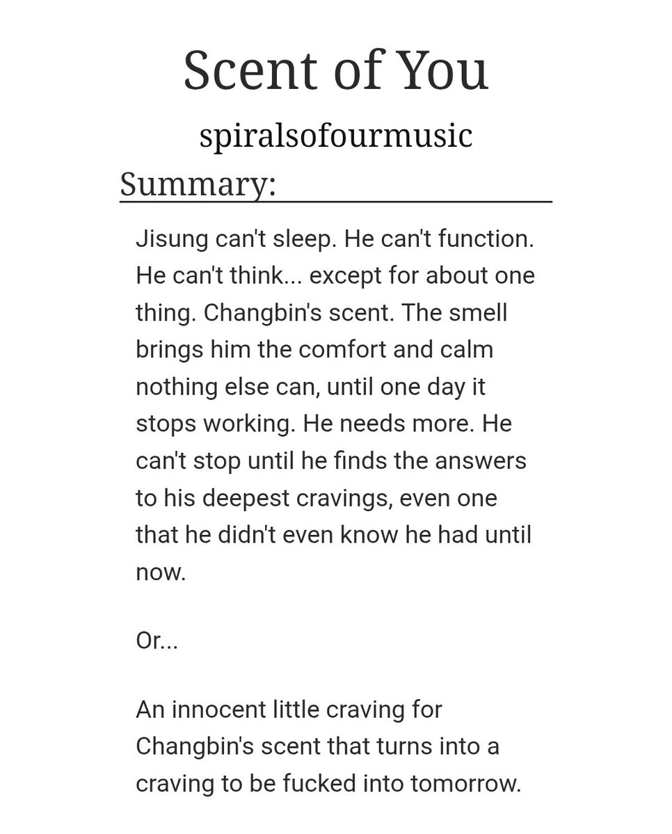 skzao3's tweet photo. ♡ Scent of You
by: spiralsofourmusic

cw: nsfw

• SCB + HJS
• explicit 
• 13.1k words

https://t.co/qH1MXJWeov https://t.co/dQOVmfDv8I