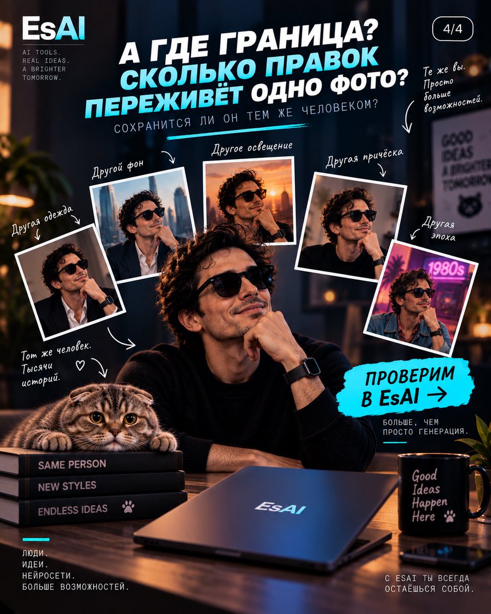 esaikg's tweet photo. Есть интересный эксперимент.

Берём одно фото и говорим ИИ:

«Измени только одежду».

Потом:

«Теперь измени только фон».

Потом:

«Теперь только освещение».

Потом ещё одну деталь.

И смотрим, в какой момент ИИ наконец скажет:
«Ну всё, это уже вообще другой человек». 😂 https://t.co/uyL07KDSRF