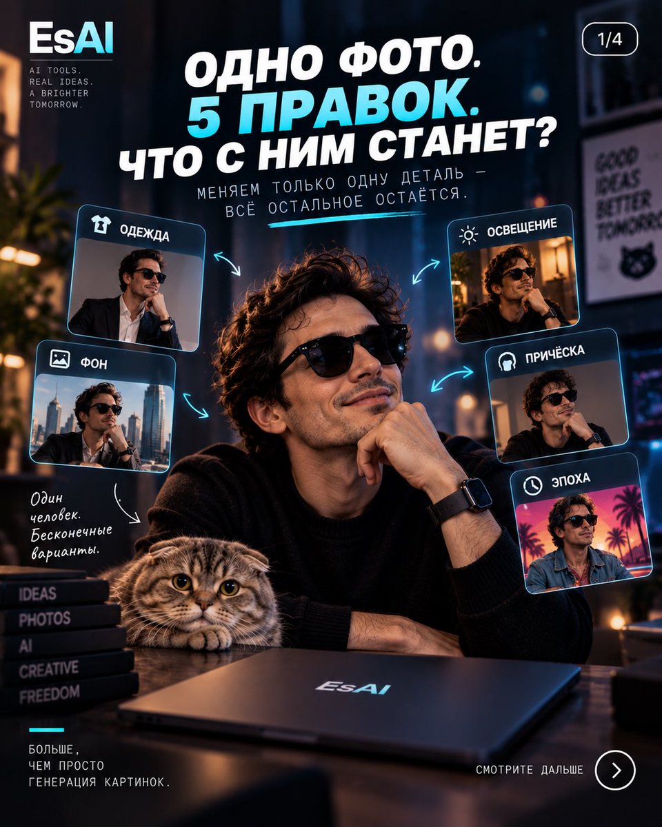 esaikg's tweet photo. Есть интересный эксперимент.

Берём одно фото и говорим ИИ:

«Измени только одежду».

Потом:

«Теперь измени только фон».

Потом:

«Теперь только освещение».

Потом ещё одну деталь.

И смотрим, в какой момент ИИ наконец скажет:
«Ну всё, это уже вообще другой человек». 😂 https://t.co/uyL07KDSRF