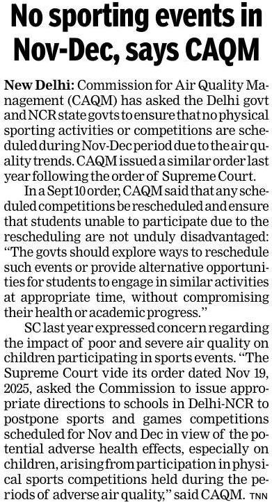Warriormomsin's tweet photo. For years, parents have fought for something so basic; children should be able to play, run & compete without having to breathe toxic winter air. Last year, while children were being asked to participate in outdoor sports, Delhi also held marathons when AQI was near 400, even as athletes and sporting events began pulling out or being moved because of pollution.

The Delhi High Court’s intervention last year, on a petition by 11 kids and subsequently the Supreme Court’s attention to the issue, gave legal recognition to what parents and children had been saying for years; children’s right to sport cannot come at the cost of their right to breathe clean air.

@CAQM_Official has now ahead of the winter advised schools across Delhi-NCR & neighbouring states to avoid physical sports in Nov–Dec. This must become a precedent across India also for all sport events. 

#ResponsibleSports means putting health before the calendar💙 @MRTB_India