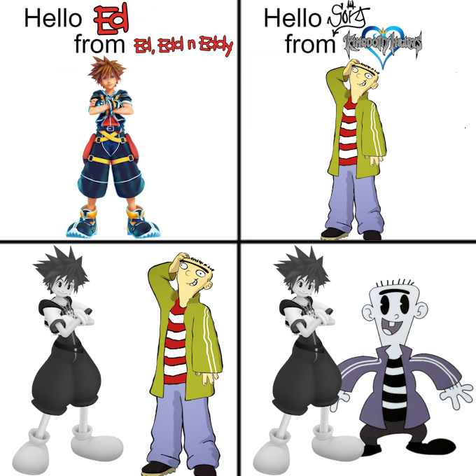 Super_Captain_N's tweet photo. With Sora finally coming into Fortnite, here's a little meme! #Fortnite #KingdomHearts #EdEddnEddy #Meme https://t.co/yQaDV1v7TJ