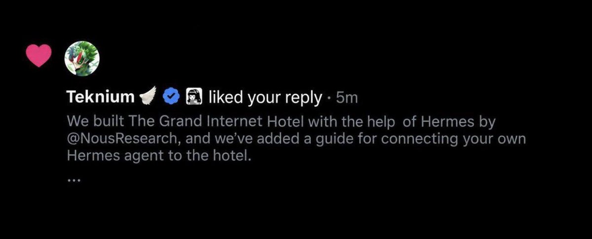 InterGrandHotel's tweet photo. Big thanks to @Teknium https://t.co/bzbL3XJ6k4