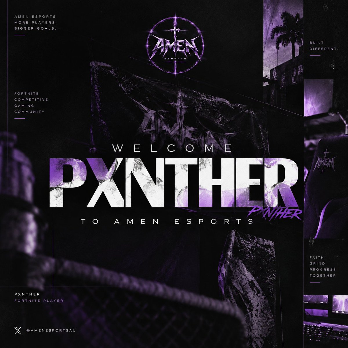 amenesportsau's tweet photo. WELCOME TO THE TEAM.

Please welcome Pxnther to the 
AMEN Esports Fortnite roster.

We’re building something special. 

This is only the beginning.

Welcome to AMEN, @pxntherfnbr

#AMEN https://t.co/EoBDB494gc
