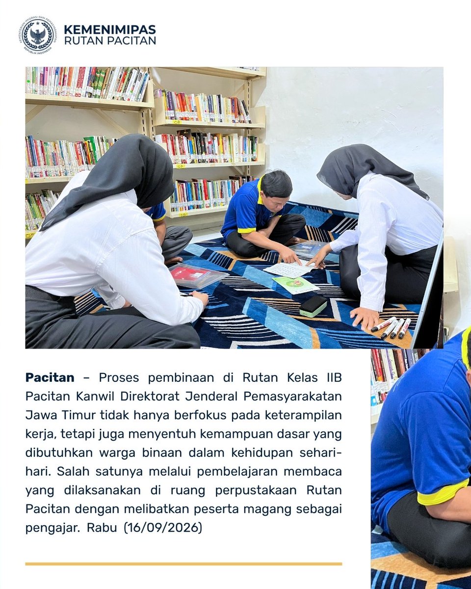 Rutan_Pacitan's tweet photo. Pengentasan Buta Aksara, Rutan Pacitan Dampingi Warga Binaan Belajar Membaca https://t.co/RzmLdoaaAw