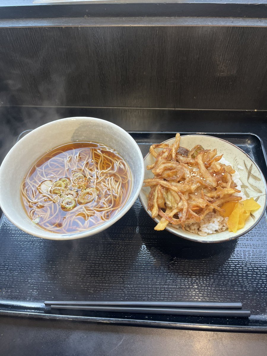 aachiromomokoha's tweet photo. みのがさに来た。
なんだか今日はご飯が食べたくてかき揚げ丼セット。
ちょっと甘めのかえしのついたご飯が美味しい。
二日酔いにやさしいおつゆがたまらない。
信州って書いてあるせいか醤油少なめでお出汁の味がよくわかる。
全部飲み干した。 https://t.co/X803sTB659