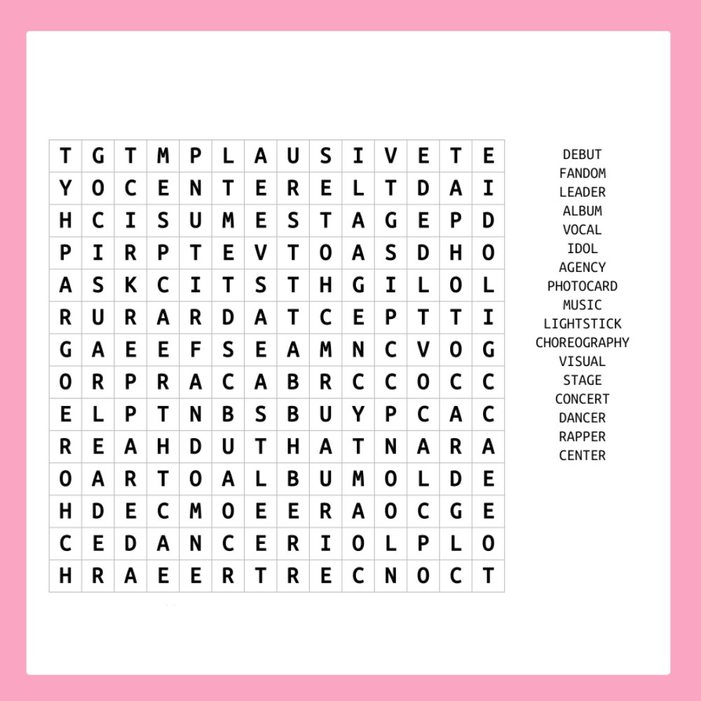 CosmicSaki's tweet photo. ᅠᅠ#.SINGKAT_SAJA: kalian cari kata kata yang berkaitan dengan idol, ya!

Deadline hingga jam 22.59 GMT+7! https://t.co/iAuuXgCjvr