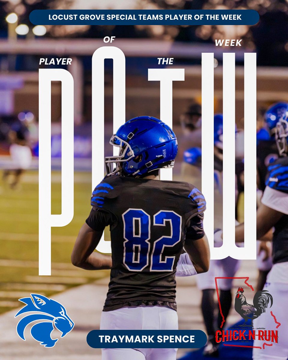 LGHSFootball's tweet photo. Congratulations to these young men! Keep working, improving, and representing Locust Grove with pride!

🏈 Wildcat POW - Preston Childs
⚡ Offensive POW - Kiyon Wilson
🛡️ Defensive POW - Avery Hicks
🔥 Special Teams POW - Traymark Spence

#PlayersofTheWeek #Doubt https://t.co/99cwu3MGdd