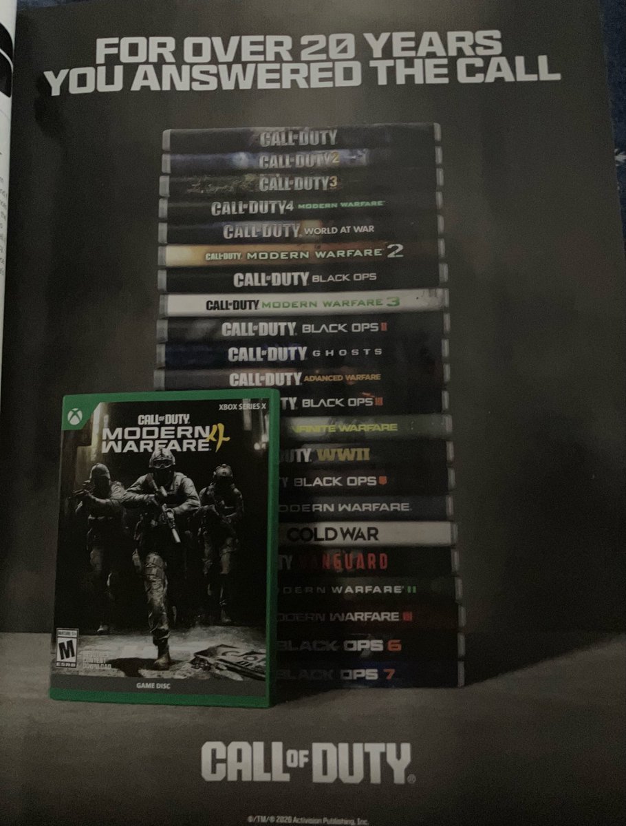 IdleSloth84_'s tweet photo. XBOX is stepping up there marketing!

On the newest issue of Game Informer, XBOX bought ad space for the XBOX version of Call of Duty: Modern Warfare 4

Credit to @DigitalWolfGun 👏 https://t.co/75s9mpXdAK
