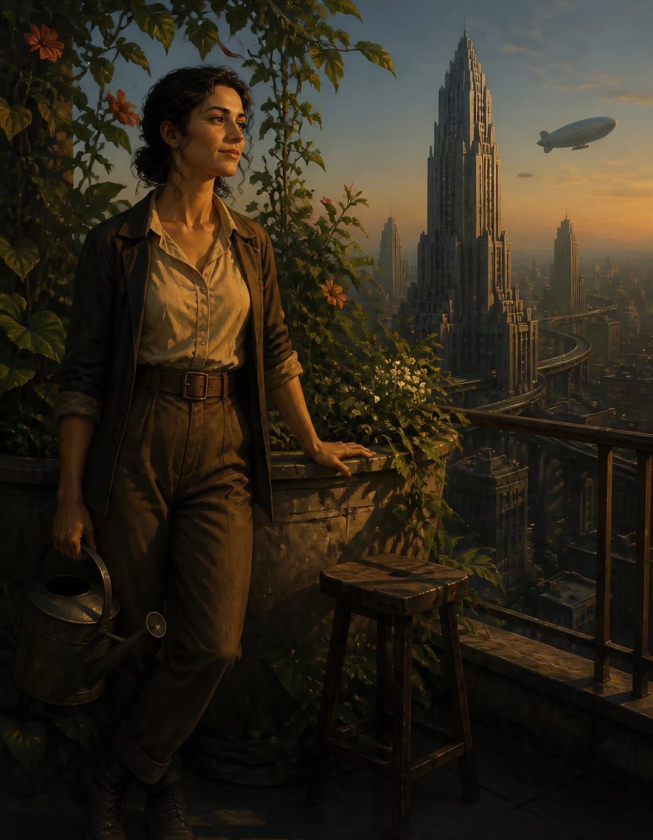 HirokoDemb6h's tweet photo. Above All the Hassle

Far above New Concord’s streets, city noise fades away. Among flowers, greenery, and the warm glow of sunset, the endless movement below becomes little more than a rooftop view. https://t.co/Z1V2gwHwmo