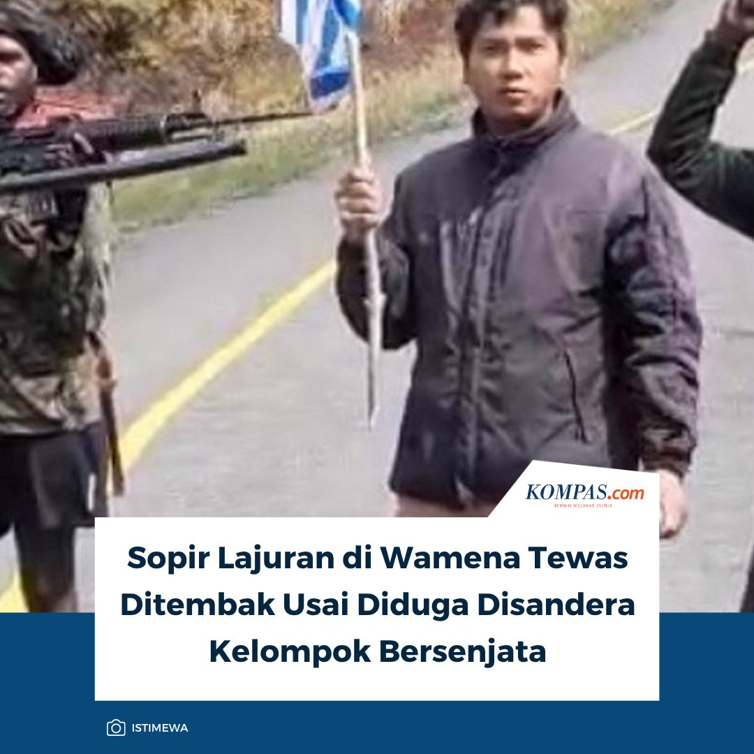 kompascom's tweet photo. Baca selengkapnya: https://t.co/WlpNsjhOOe

Seorang sopir lajuran di Wamena, Jayawijaya, Papua Pegunungan, tewas ditembak pada Selasa (15/9/2026) pagi. Sebelumnya, korban diduga disandera kelompok bersenjata. Aparat masih menyelidiki kasus tersebut.

~MS #KelompokBersenjata #Wamena [20260916052255178]