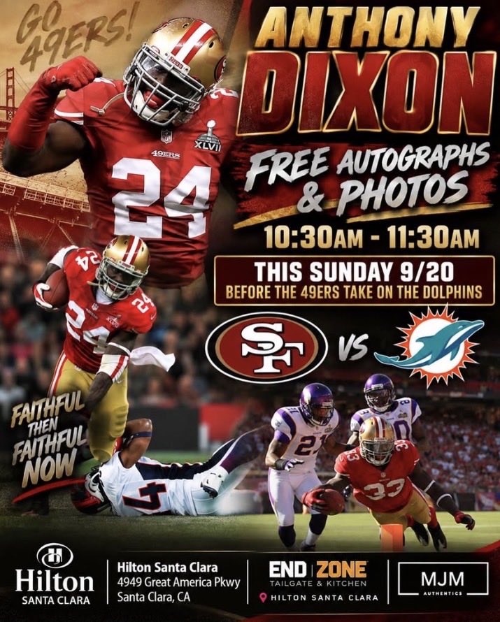 Boobie24Dixon's tweet photo. It’s Going Down this weekend at Santa Clara Hilton on Gameday 9/20 😃🔥🙌🏿💯 49er Faithful I need yall there if you rock with Boobie D,I will be handing out a hand signed autograph picture to every person that signs up for the new Niner Chat,Let’s Go 🗣️🔥💪🏿
https://t.co/XYFhNh3TLZ https://t.co/xaRDOzUFAt