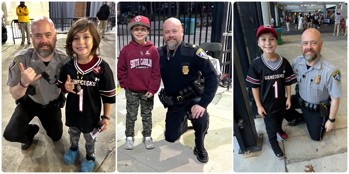 USCPD's tweet photo. Future Gamecock? 🤙

A tradition four years in the making! Every football season, Newton makes sure to find Major Geary for their annual photo. https://t.co/2JpGOS03QB