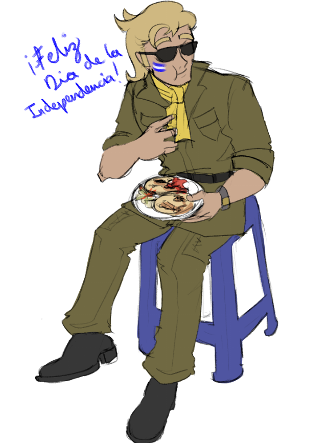 knifecaset's tweet photo. feliz dia de la independencia a mis hermanitos salvadoreños y toda centroamerica , un simple sketchito de kaz comiendo pupusas 🇸🇻 https://t.co/MYXjtbfVpH